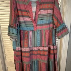 Shein lightweight dress. I’m 5’8” and it’s slightly above the knee. Worn once.